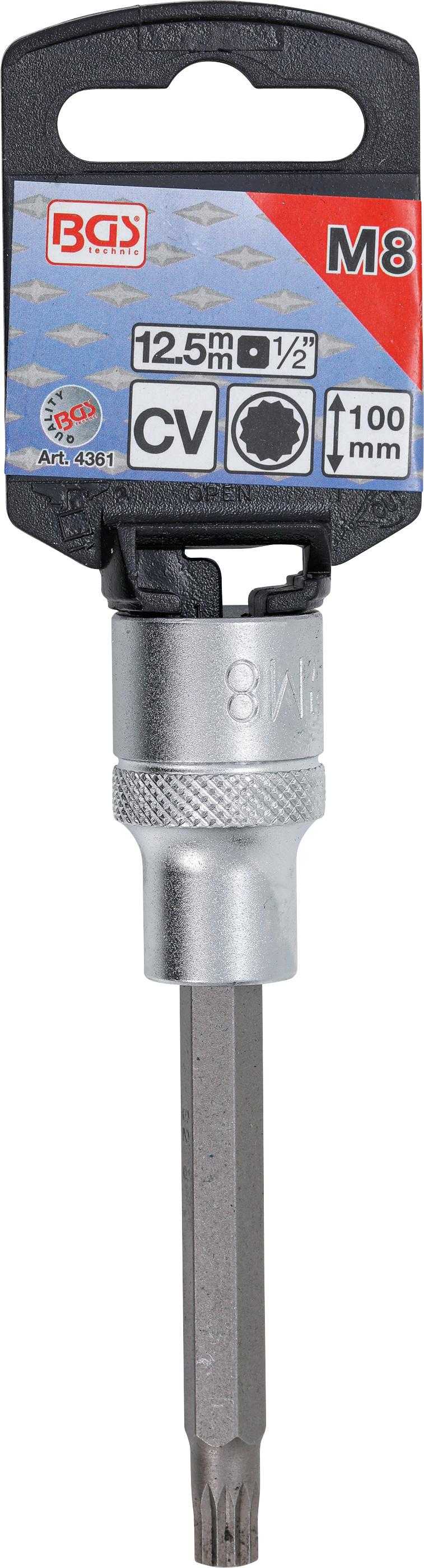 BIT SOCKET | LENGTH 100 MM | 12.5 MM (1/2") DRIVE | SPLINE (FOR XZN) | M8 (4361)