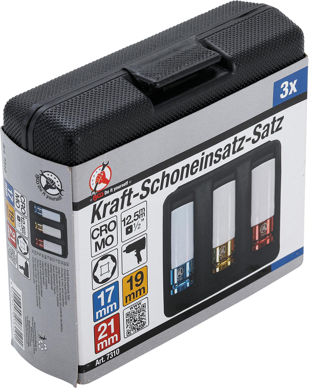 PROTECTIVE IMPACT SOCKET SET | 12.5 MM (1/2") DRIVE | 17 - 19 - 21 MM | 3 PCS. (7310)