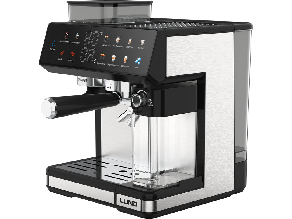 PRESSURE COFFEE MAKER WITH MILK FROTHER AND GRINDER 1350W (68501)