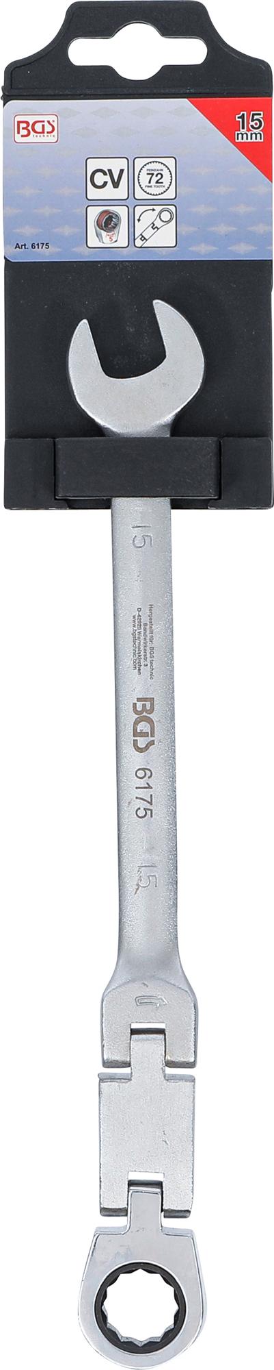 DOUBLE-JOINT RATCHET COMBINATION WRENCH | ADJUSTABLE | 15 MM (6175)