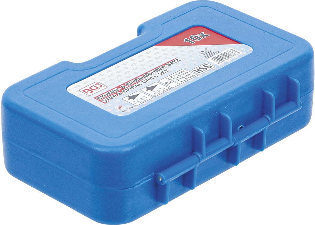 STEP DRILL AND TWIST DRILL SET | 4 - 12 / 4 - 20 MM | 2 - 5 MM | 10 PCS. (1686)