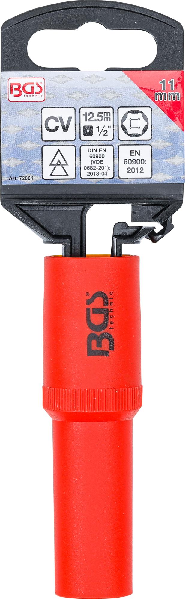 VDE SOCKET, HEXAGON | 12.5 MM (1/2") DRIVE | 11 MM (72061)