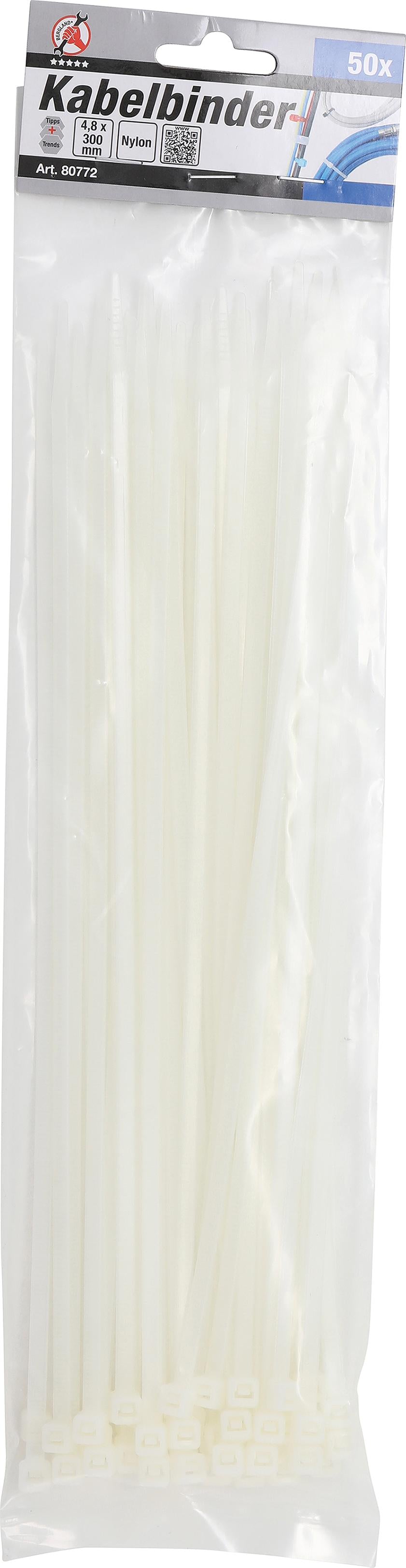 CABLE TIE ASSORTMENT | WHITE | 4.8 X 300 MM | 50 PCS. (80772)