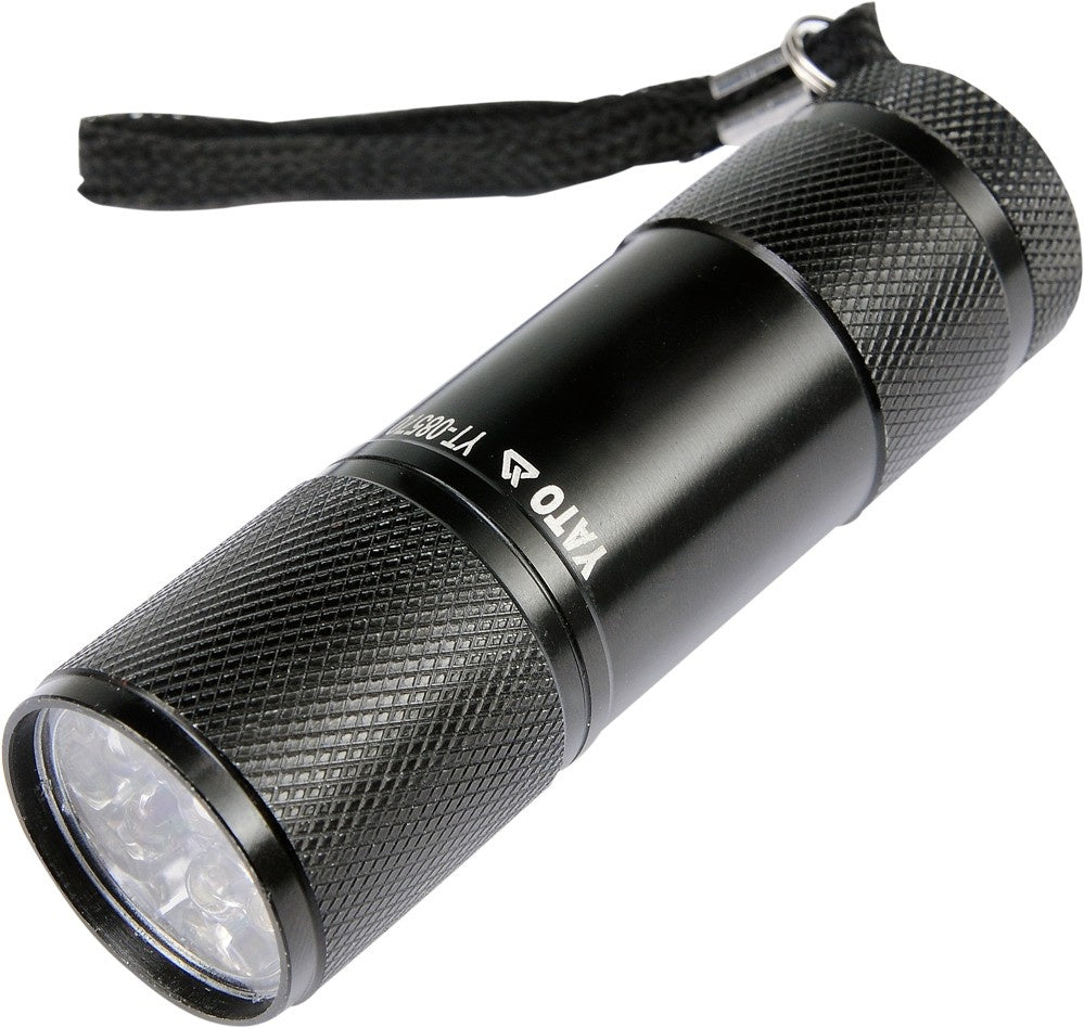 ALUMINIUM LED TORCH, 9 LED, BLACK (YT-08570)