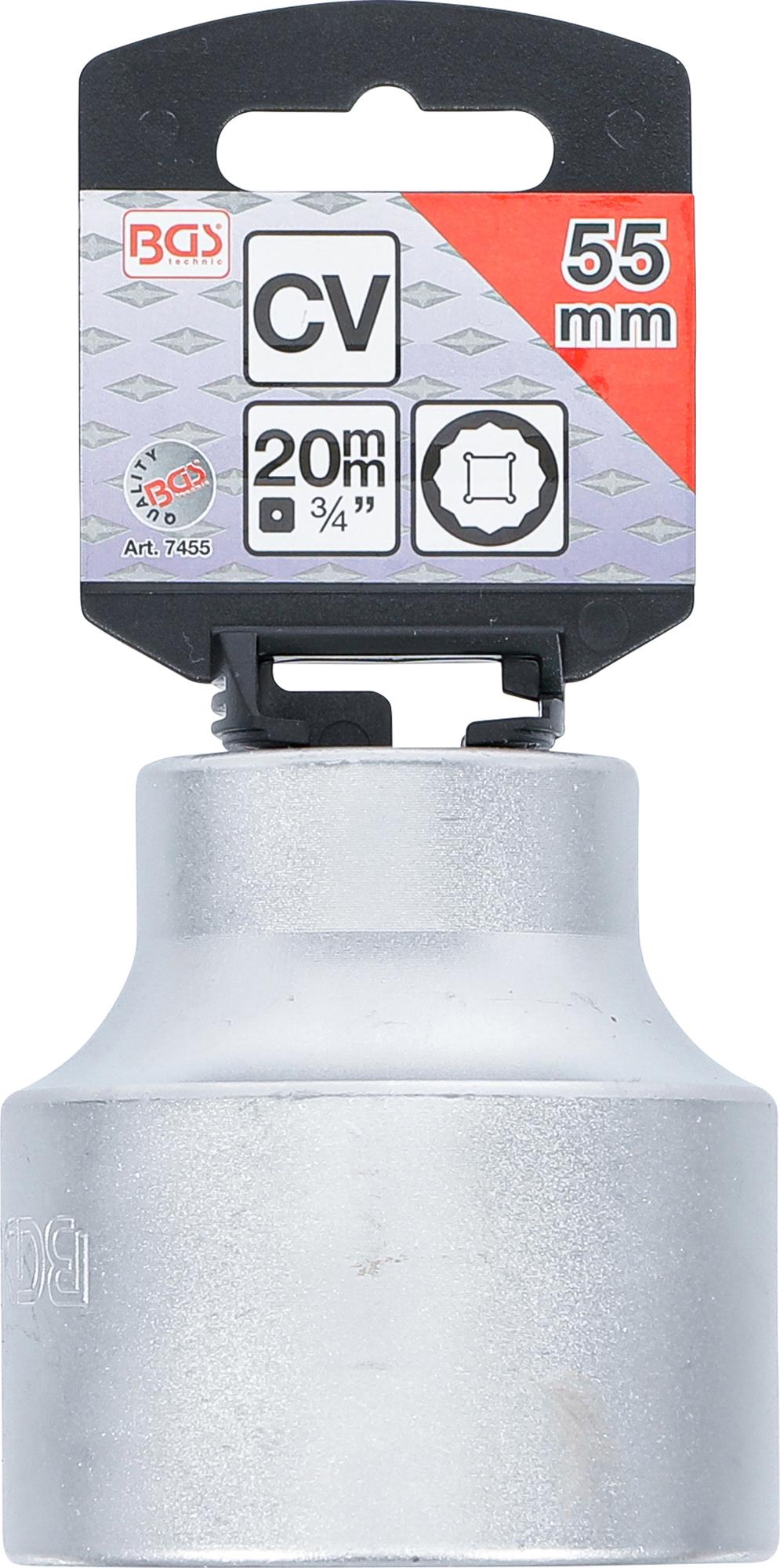 SOCKET, 12-POINT | 20 MM (3/4") DRIVE | 55 MM (7455)