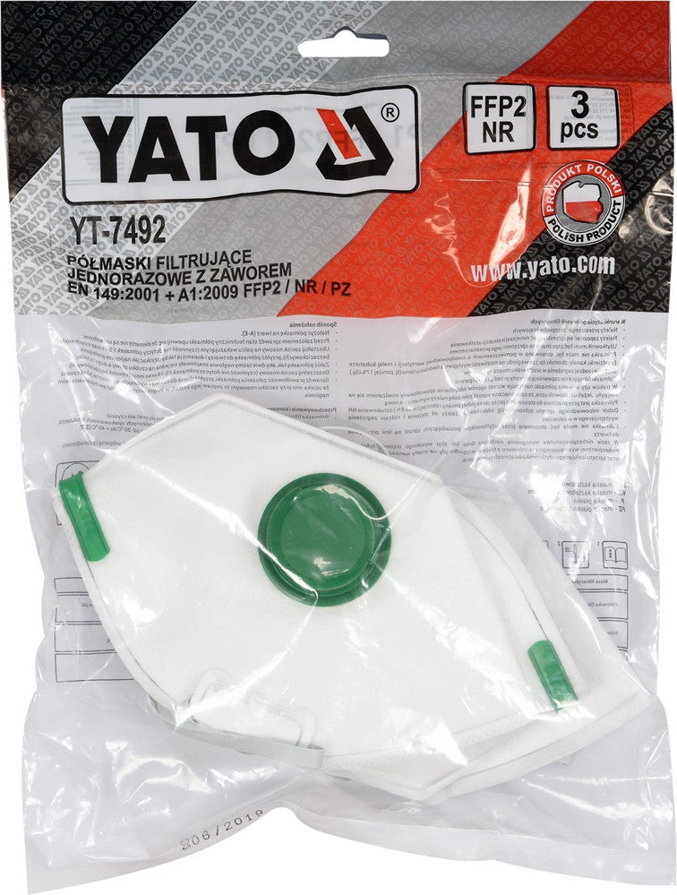 DISPOSABLE DUST MASKS FFP2/PZ 3PCS/VALVE (YT-7492)