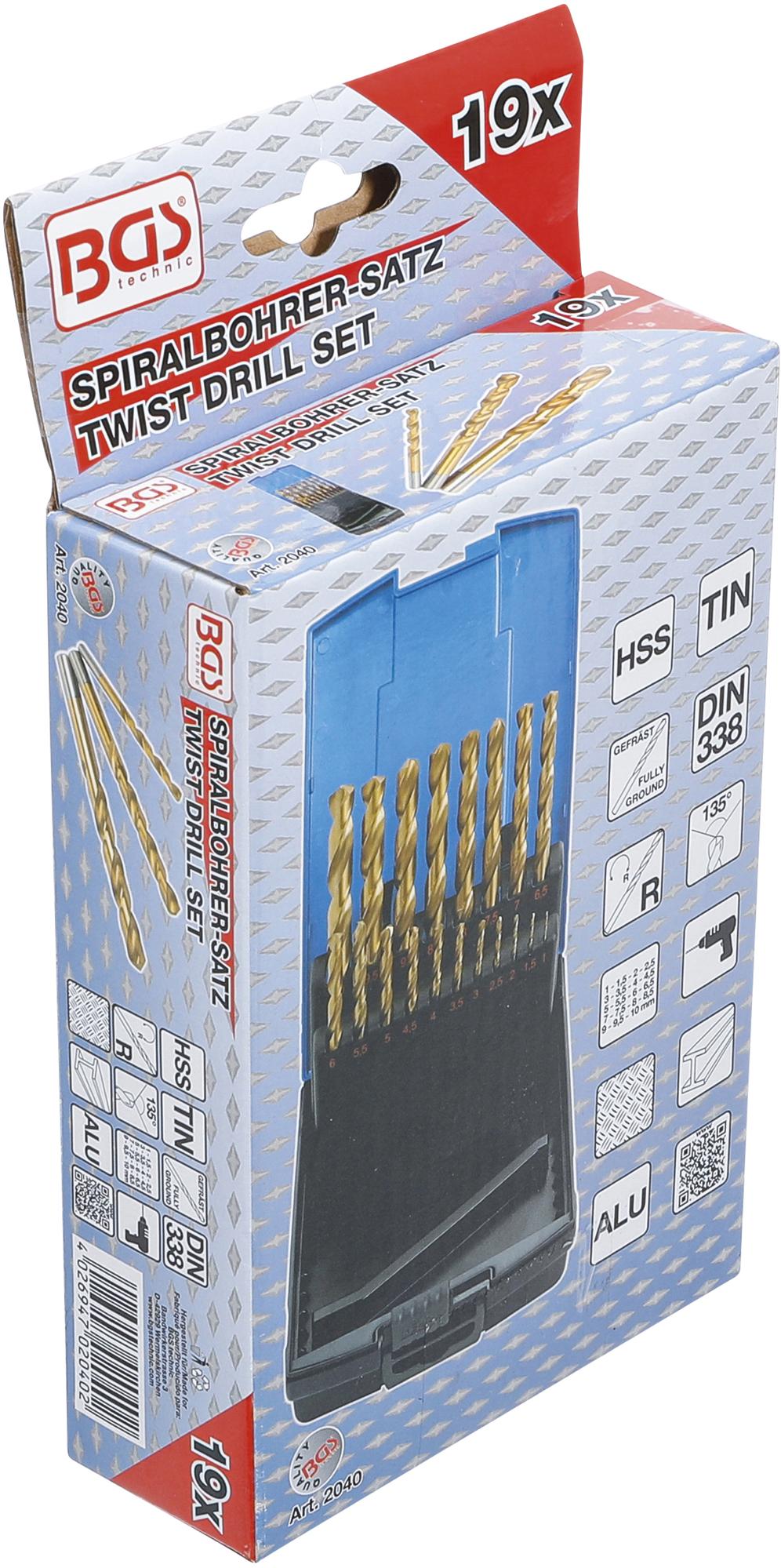 TWIST DRILL | HSS G | TITANIUM NITRATED | 1 - 10 MM | 19 PCS. (2040)