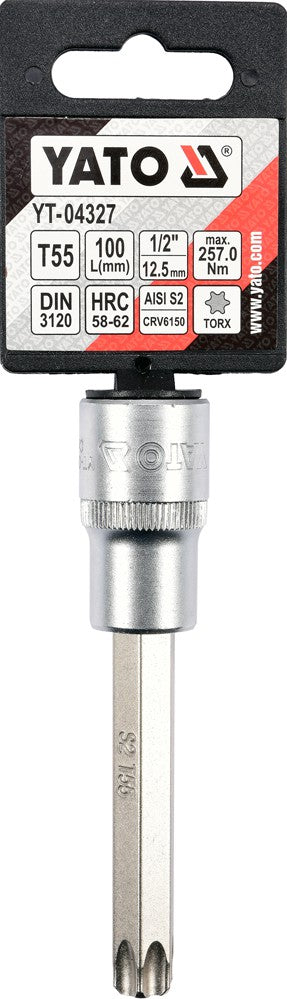 SOCKET BIT TORX 1/2" T55 L100MM (YT-04327)