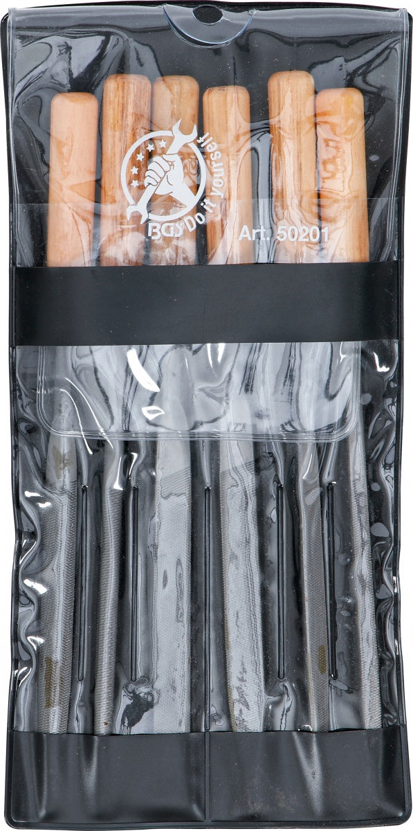 KEY FILE SET | WOODEN HANDLE | 100 MM | 6 PCS. (50201)