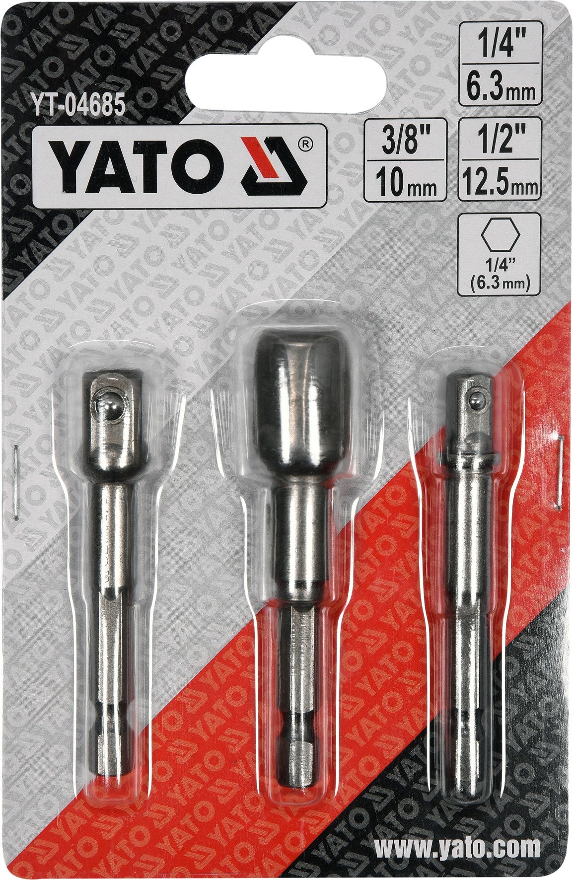 3PCS SOCKET ADAPTER HEX 1/4, 3/8, 1/2 (YT-04685)