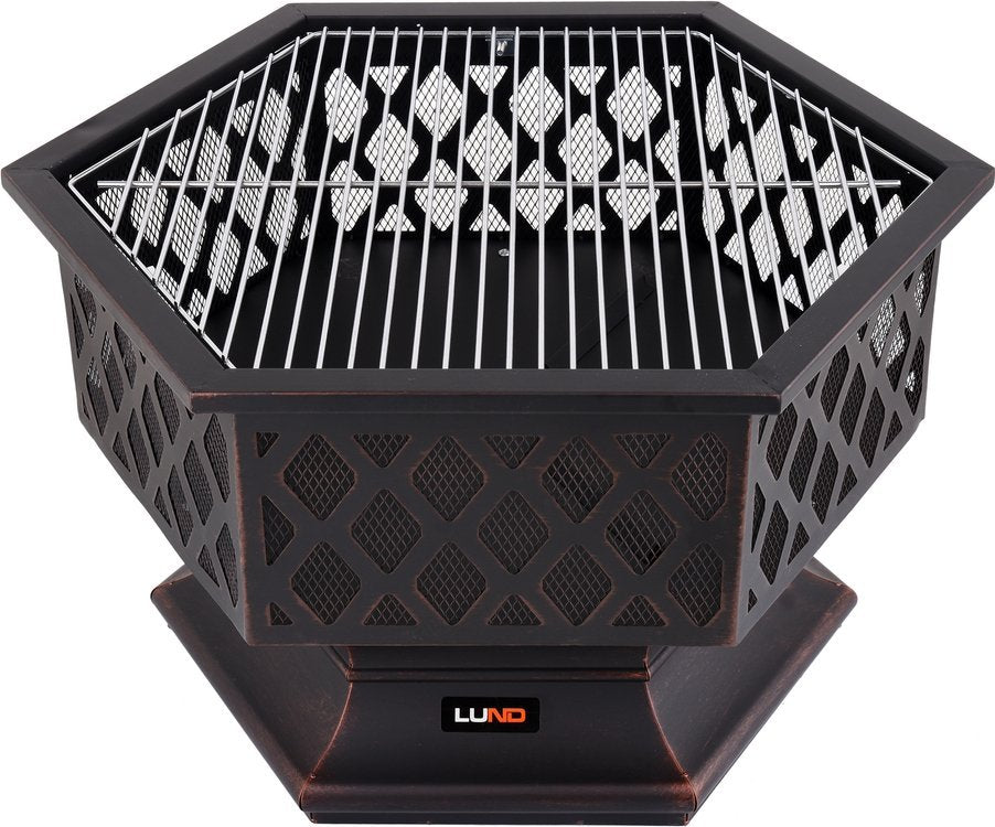 GARDEN STEEL FIRE PIT WITH GRILL 70X60CM (99703)