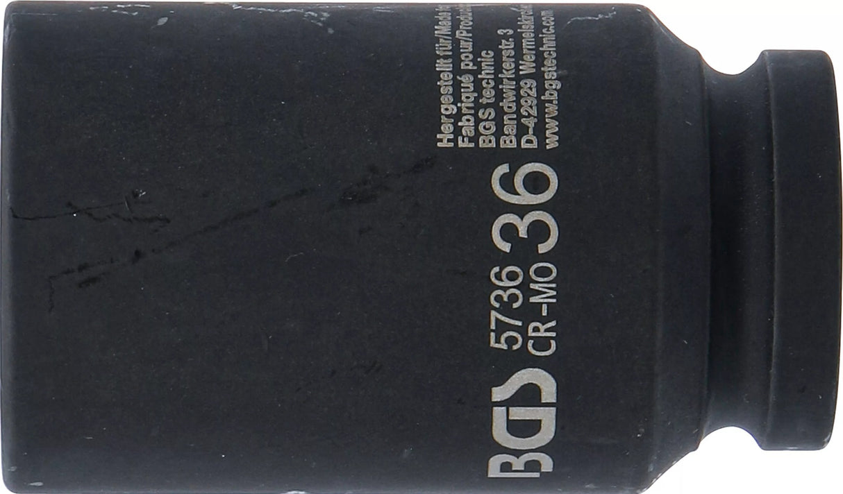 IMPACT SOCKET HEXAGON, DEEP | 20 MM (3/4") DRIVE | 36 MM (5736)