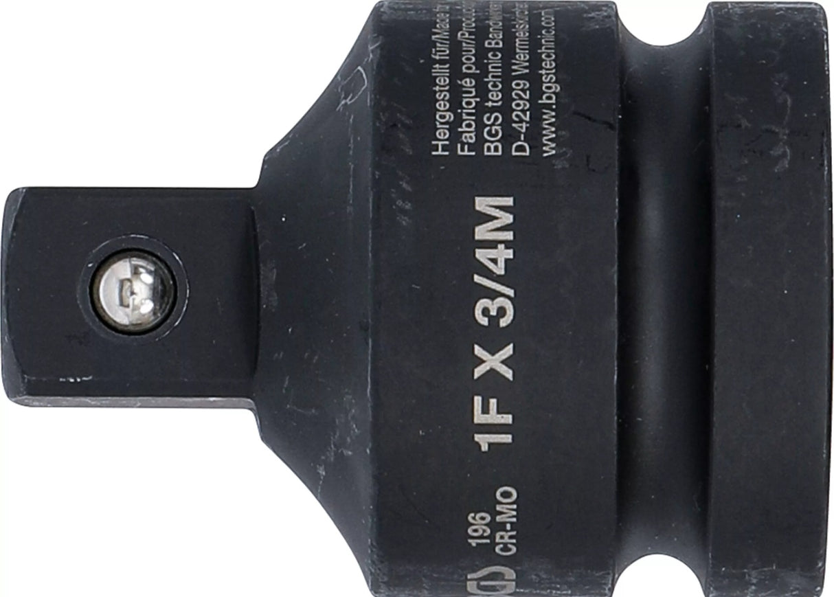IMPACT SOCKET ADAPTOR | INTERNAL SQUARE 25 MM (1") - EXTERNAL SQUARE 20 MM (3/4") (196)