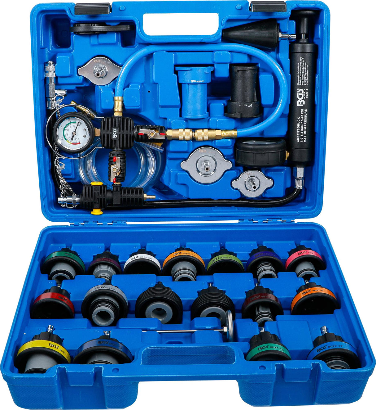 RADIATOR PRESSURE AND COOLING SYSTEM TESTER | REFILLING SYSTEM INCLUDED | 28 PCS. (8098)