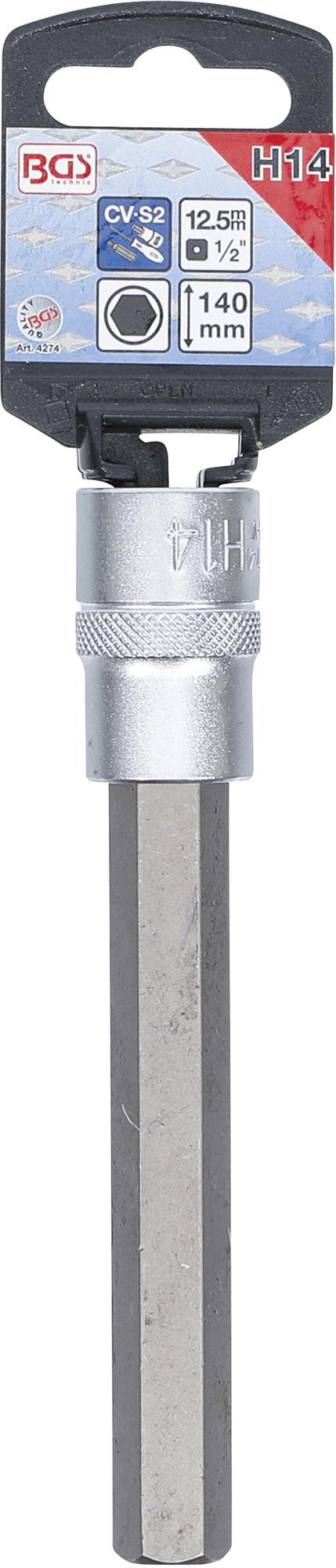 BIT SOCKET | LENGTH 140 MM | 12.5 MM (1/2") DRIVE | INTERNAL HEXAGON 14 MM (4274)