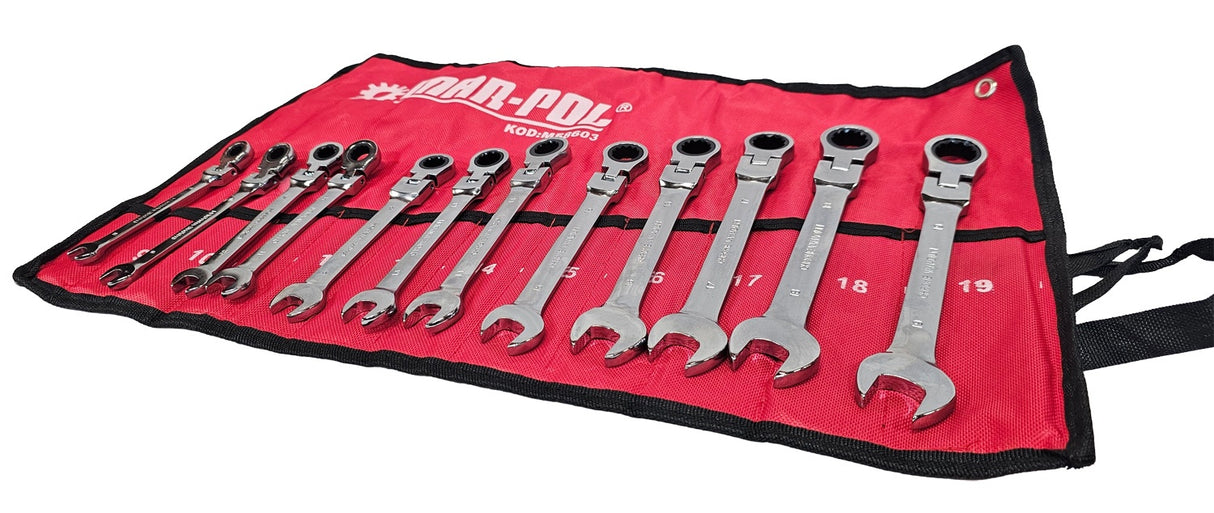 RATCHET WRENCH SET | FLEX HEAD | 8-19 MM | 12 PCS. (H00603)