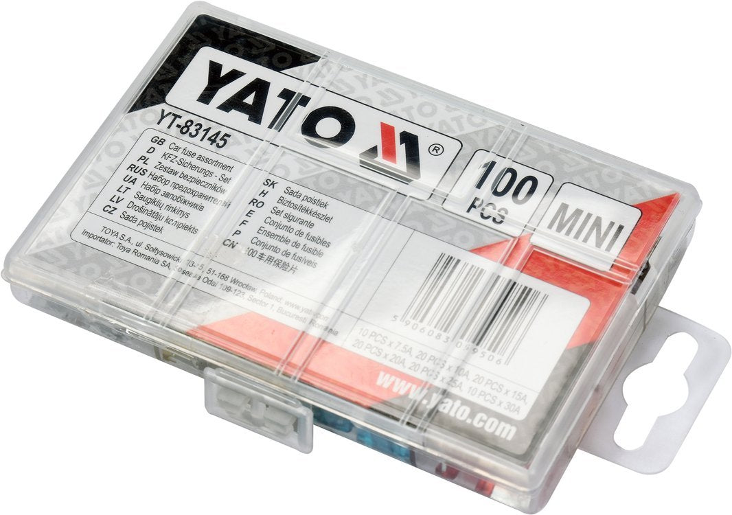 CAR FUSE ASSORTMENT 100 PCS MINI LOW PRO (YT-83145)
