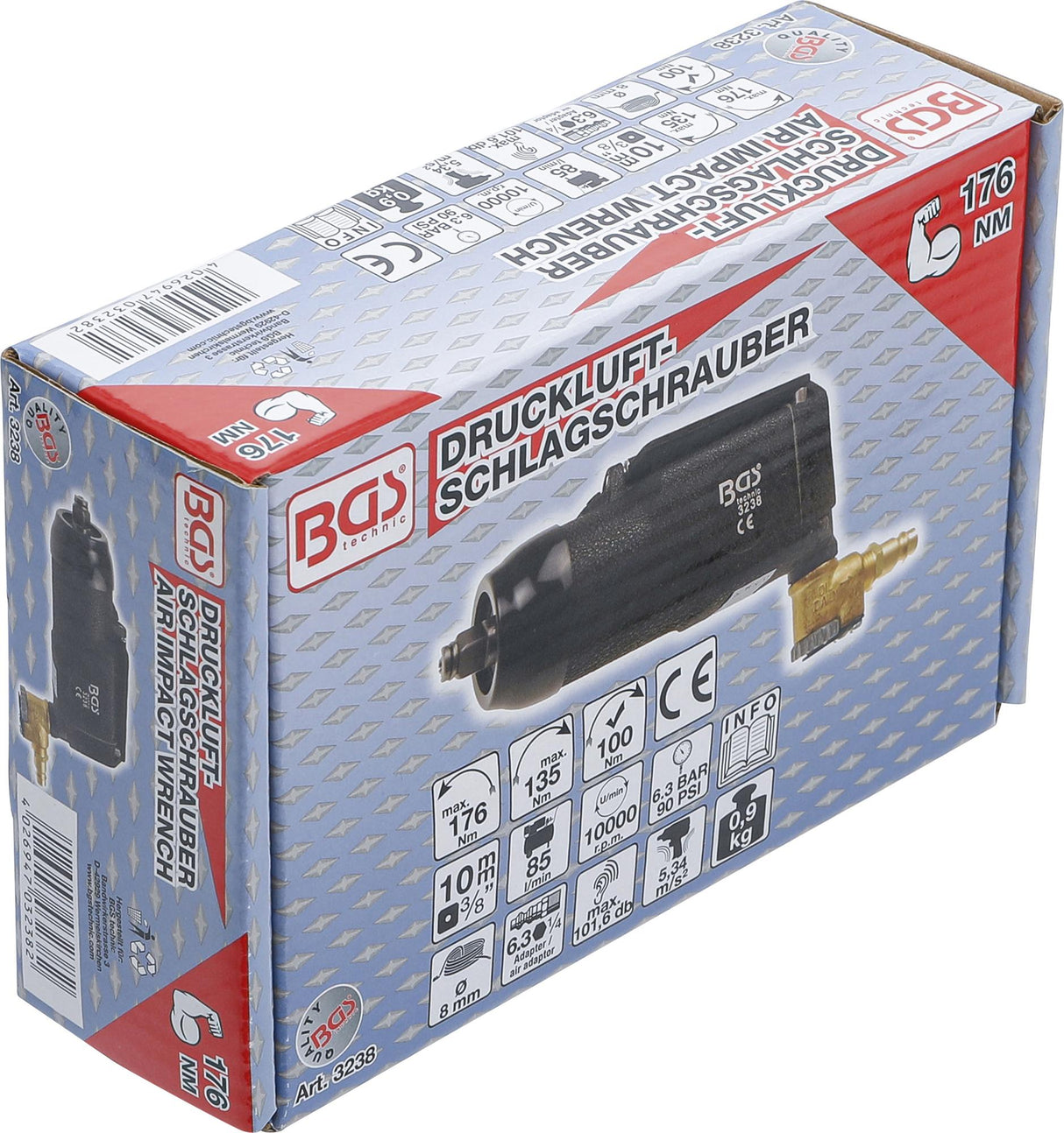 AIR IMPACT WRENCH | 10 MM (3/8") | BUTTERFLY TYPE | 135 NM (3238)