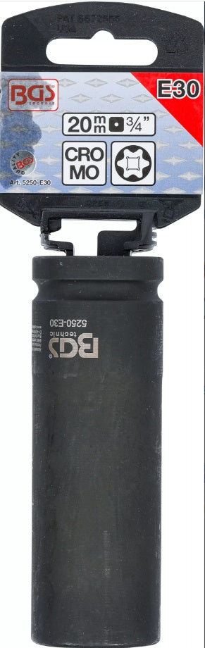 IMPACT SOCKET E-TYPE, DEEP | 20 MM (3/4") DRIVE | E30 (5250-E30)