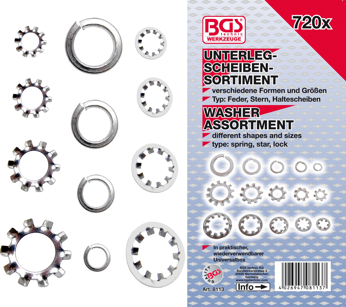 WASHER ASSORTMENT | 720 PCS. (8113)