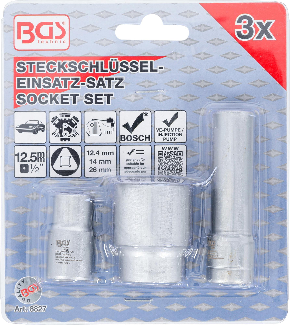 SOCKET SET FOR BOSCH DISTRIBUTOR INJECTION PUMPS (8827)