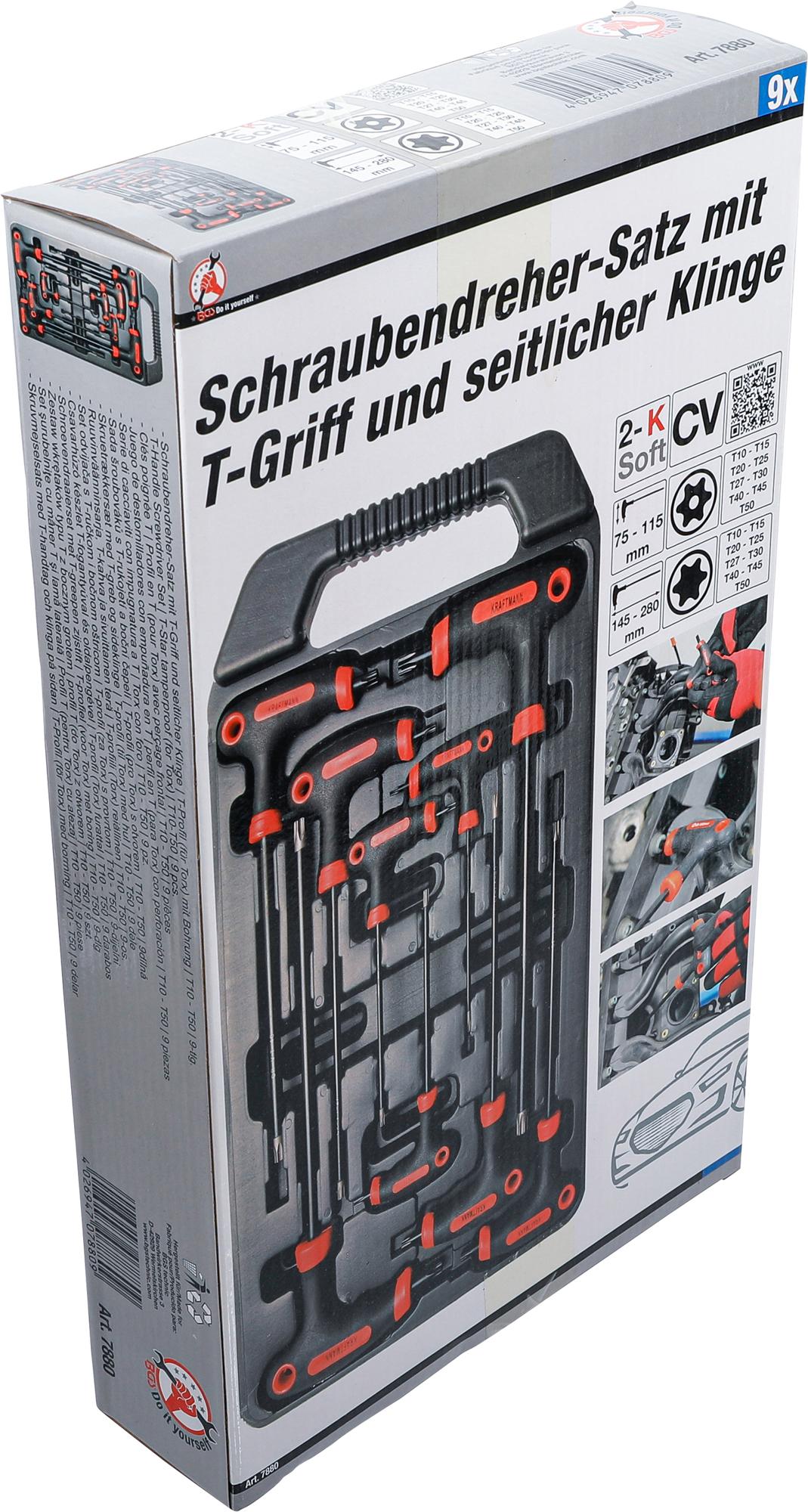 T-HANDLE L-TYPE WRENCH SET | T-STAR TAMPERPROOF (FOR TORX) | T10 - T50 | 9 PCS. (7880)