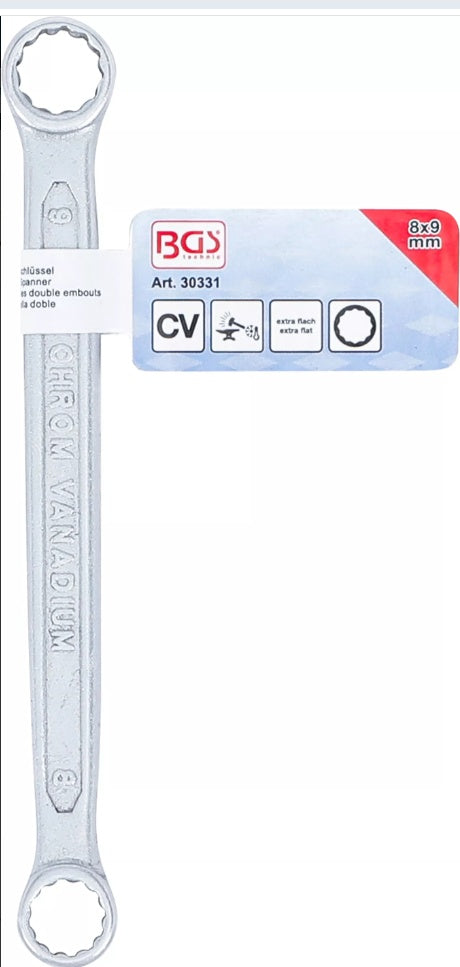 DOUBLE RING SPANNER | EXTRA FLAT | 8 X 9 MM (30331)