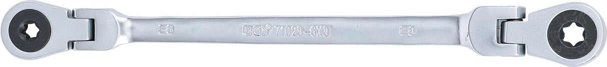 DOUBLE RATCHET RING SPANNER | ADJUSTABLE | WITH E-TYPE RING HEADS | E6 X E8 (71028-6X8)
