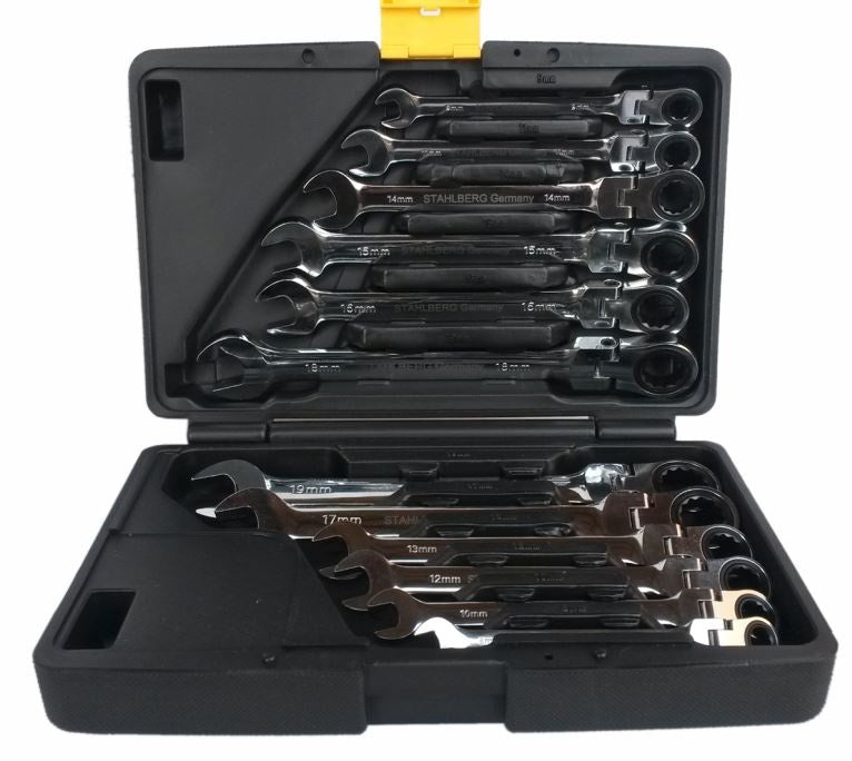 RATCHET WRENCH SET WITH SWIVEL HEAD 8-19 MM 12 PCS. "STAHLBERG" (3102401N-12PC)