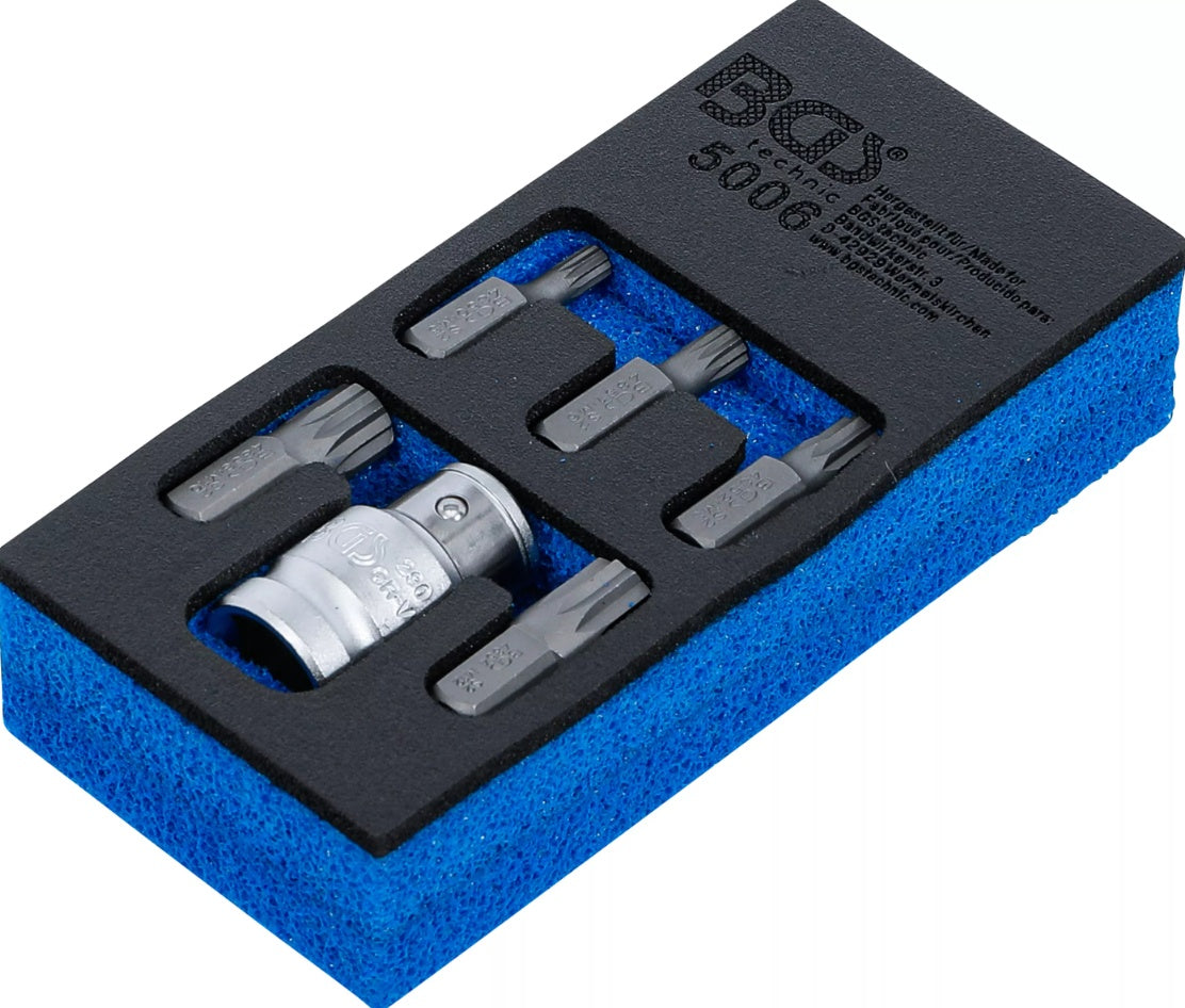 SCREWDRIVER BIT SET | 10 MM (3/8") HEX DRIVE | SPLINE (FOR XZN) | 6 PCS. (5006)