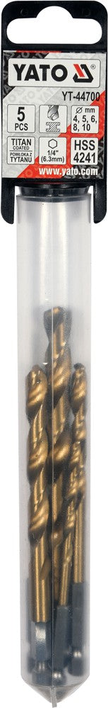 METAL DRILLS 5PCS 4-10MM HSS HEX TIN COA (YT-44700)