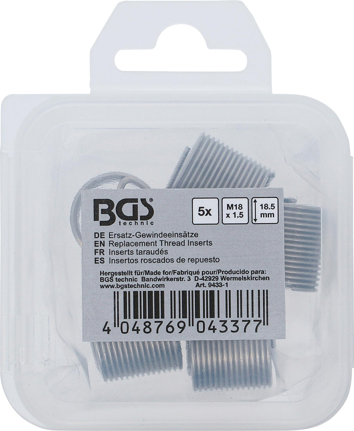 REPLACEMENT THREAD INSERTS | M18 X 1.5 MM | 5 PCS. (9433-1)