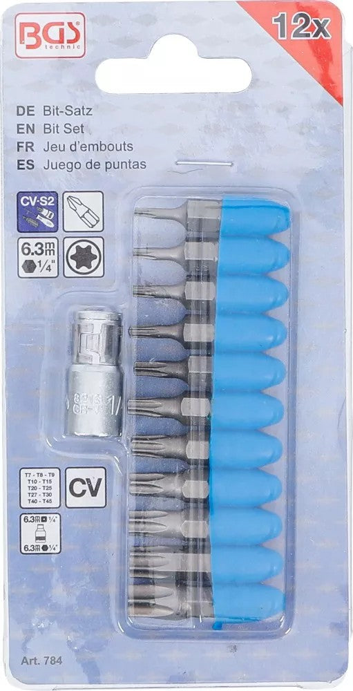 BIT SET | 6.3 MM (1/4") DRIVE | T-STAR (FOR TORX) | 11 PCS. (784)