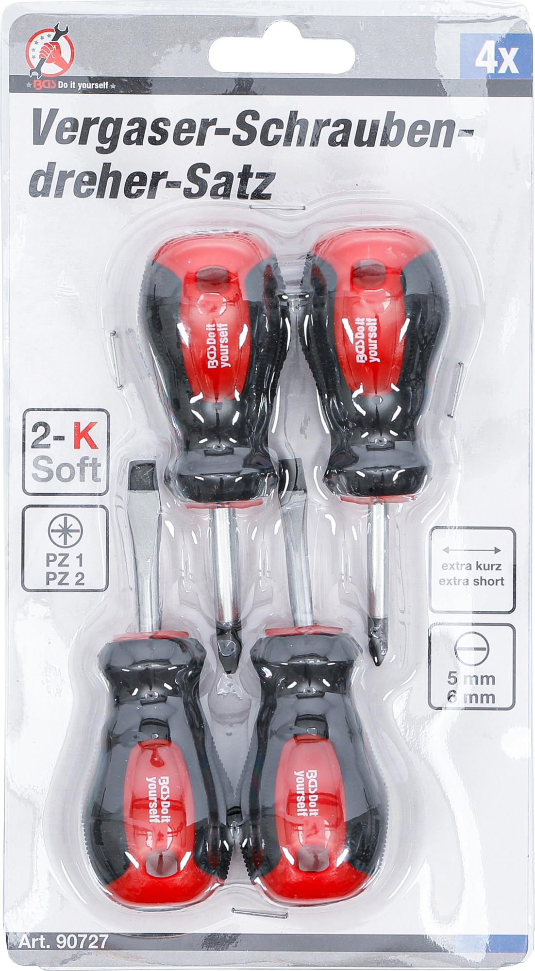 CARBURETOR SCREWDRIVER SET | SLOT SL / CROSS SLOT PZ | BLADE LENGTH 40 MM | 4 PCS. (90727)