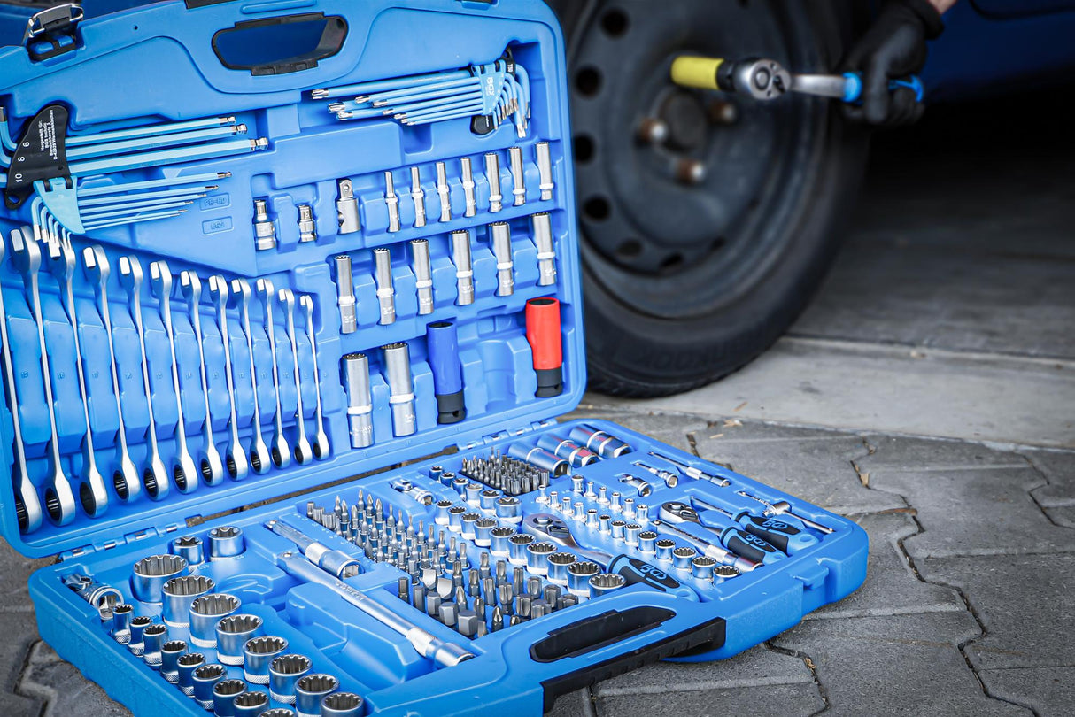 SOCKET SET GEAR LOCK | 6.3 MM (1/4") DRIVE / 10 MM (3/8") / 12.5 MM (1/2") | 218 PCS. (2290)