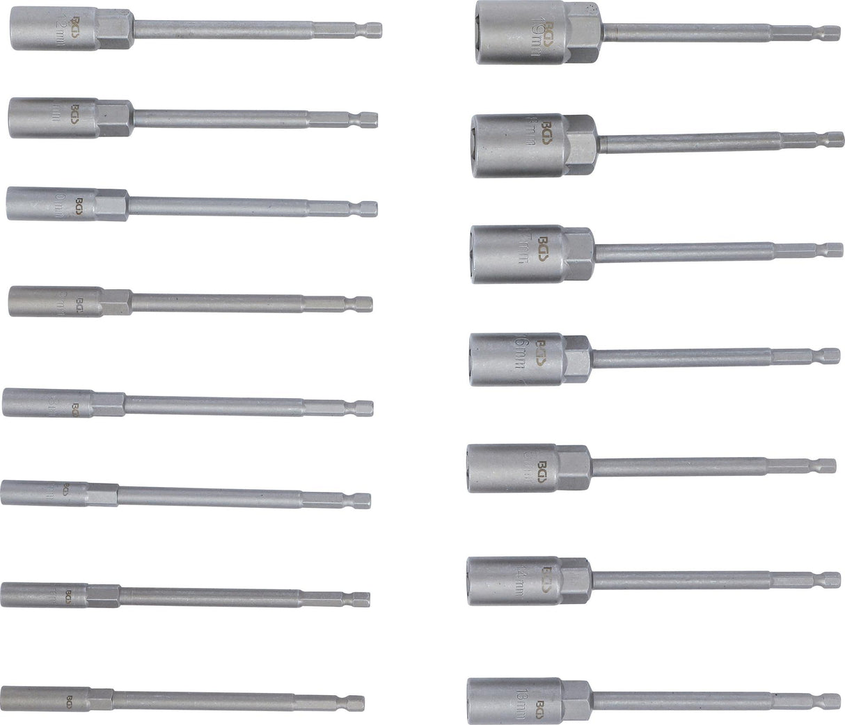 SOCKET SET, HEXAGON | EXTRA LONG | 6.3 MM (1/4") DRIVE | FOR ELECTRIC DRILLS | 5.5 - 19 MM | 15 PCS. (70147)
