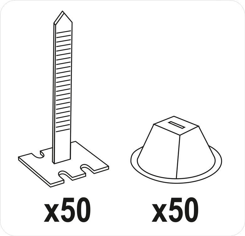 TILE LEVELING SYSTEM / STRIPS AND CUPS FOR TILE LEVELING | 50+50 PCS | 100 PCS. (04683)