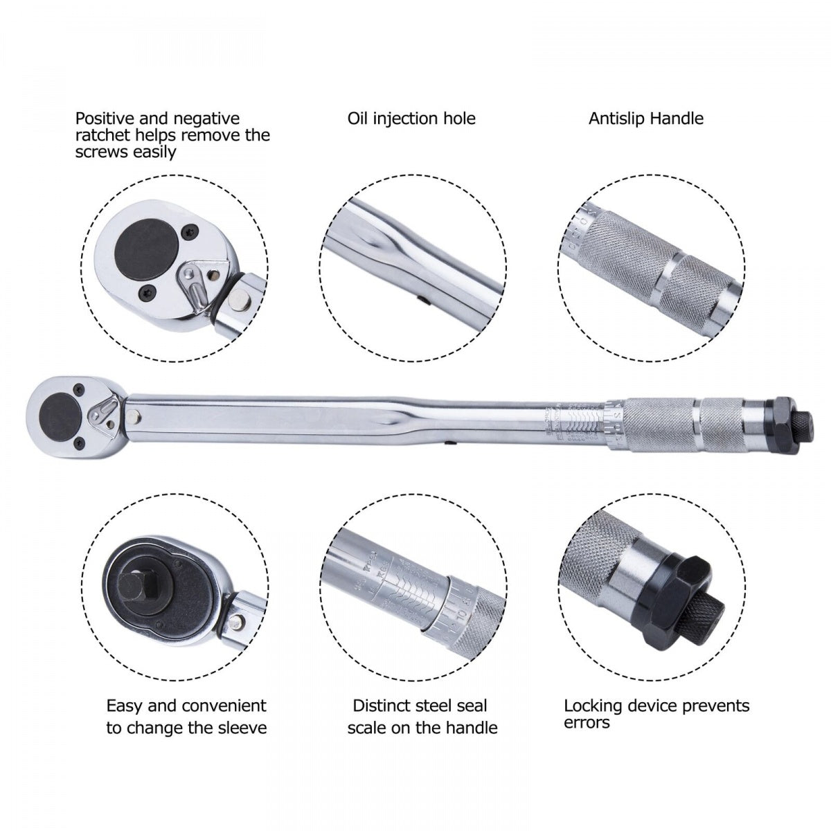 TORQUE WRENCH | EXTENSION BAR + 3 SOCKETS | 12.5 MM (1/2") | 28 - 210 NM (TW12)