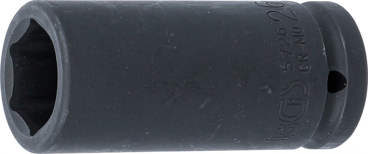 IMPACT SOCKET HEXAGON, DEEP | 20 MM (3/4") DRIVE | 26 MM (5726)