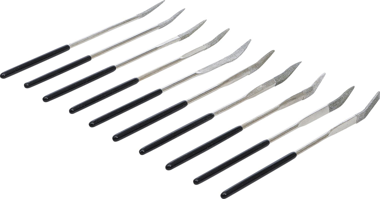 DIAMOND HOLE FILE SET | BENT | 140 X 3 MM | 10 PCS. (1921)