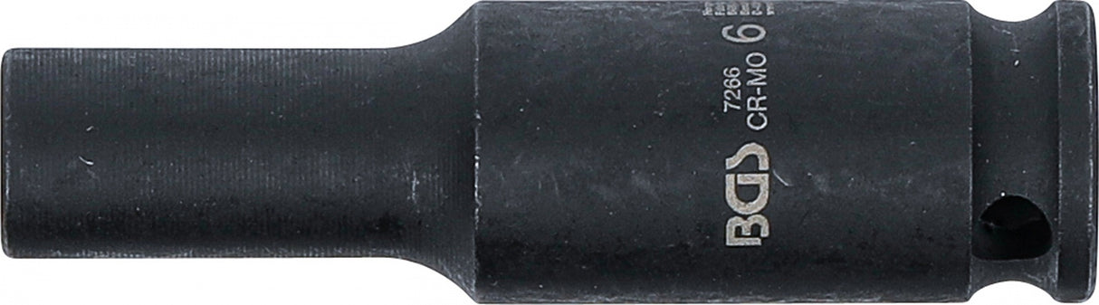IMPACT SOCKET HEXAGON, DEEP | 6,3 MM (1/4") DRIVE | 6 MM (7266)