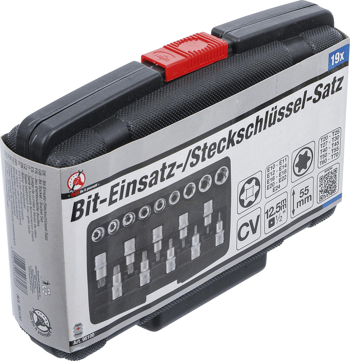 BIT SOCKET / SOCKET SET | 12.5 MM (1/2") DRIVE | T-STAR (FOR TORX) / E-TYPE | 19 PCS. (95100)