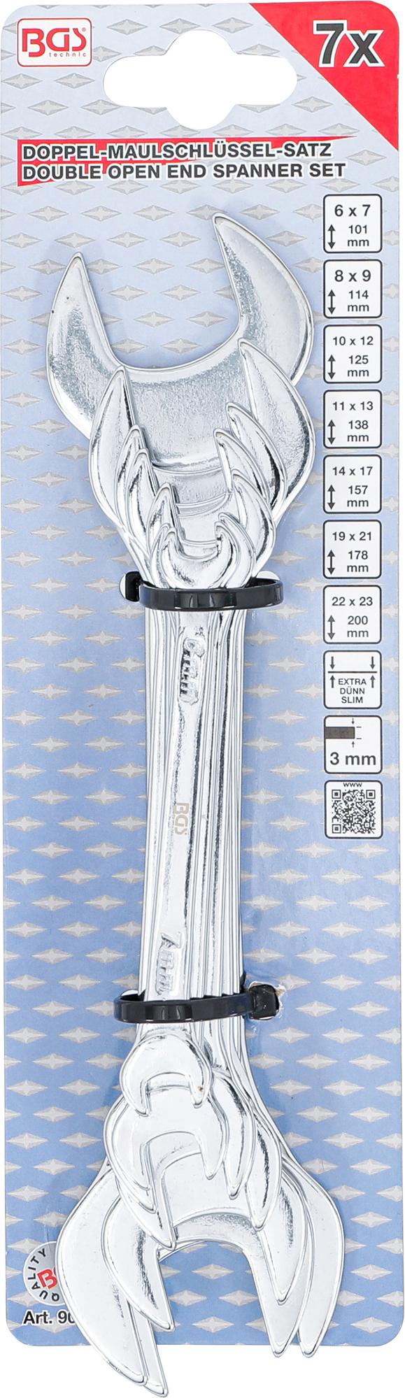 DOUBLE OPEN END SPANNER SET | EXTRA FLAT | 6 - 23 MM | 7 PCS. (9019)