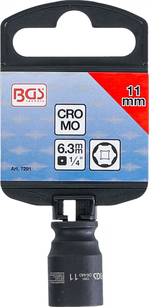 IMPACT SOCKET, HEXAGON | 6.3 MM (1/4") DRIVE | 11 MM (7291)