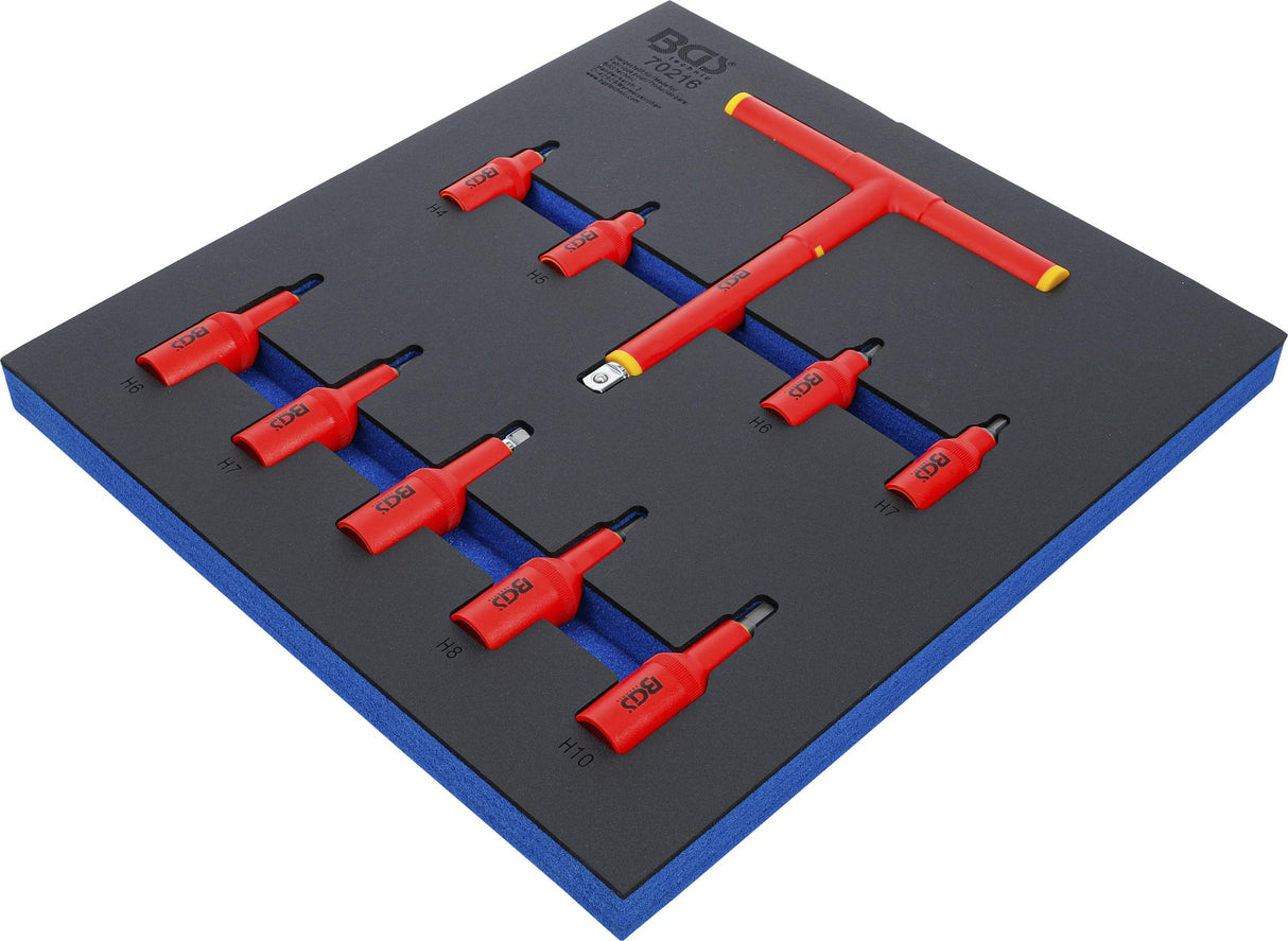 TOOL TRAY 2/3: VDE BIT SOCKET SET | 10 MM (3/8") / 12.5 MM (1/2") DRIVE | INTERNAL HEXAGON 4 - 10 MM | 10 PCS. (70216)