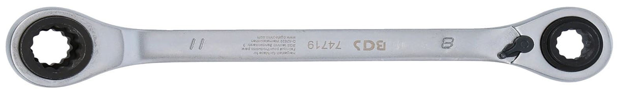 RATCHETING LOOP WRENCH | DOUBLE-SIDED WITH SWITCH | 4-IN-1 | 8 X 10 - 9 X 11 MM (74719)
