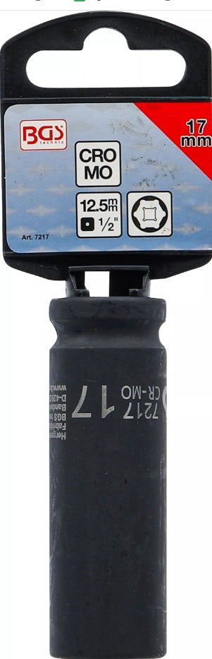 IMPACT SOCKET HEXAGON, DEEP | 12.5 MM (1/2") DRIVE | 17 MM (7217)