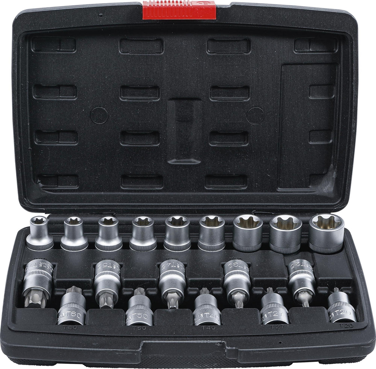 BIT SOCKET / SOCKET SET | 12.5 MM (1/2") DRIVE | T-STAR (FOR TORX) / E-TYPE | 19 PCS. (95100)