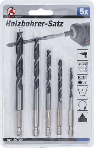 WOOD DRILL SET | 6 - 14 MM | 6-POINT SHAFT | 5 PCS. (50799)