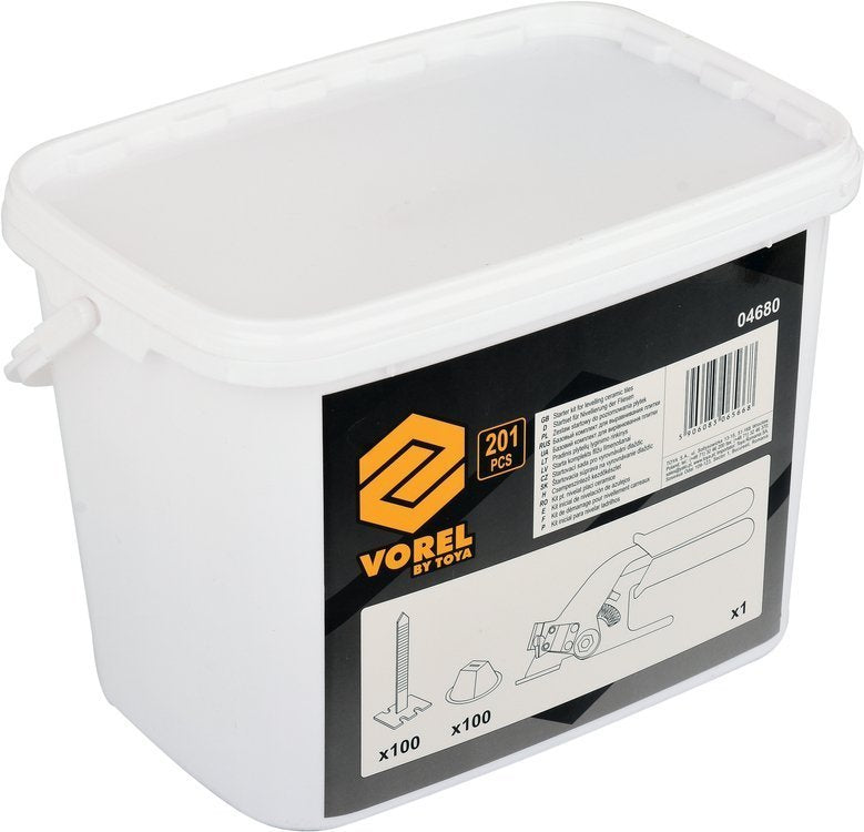 TILE LEVELING KIT | STRIPS X 100 PCS / CUPS X 100 PCS / PLIERS X 1 PC (04680)